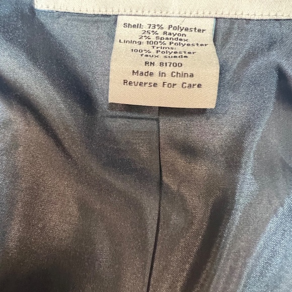 Irvine Park Zipper Light Jacket Steel Gray/Blue Faux Suede Shoulder & Neck Lined - Picture 9 of 11